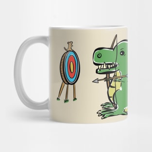 Tyrannosaurus Dinosaur Dino Archer Archery Cartoon Cute Character Mug